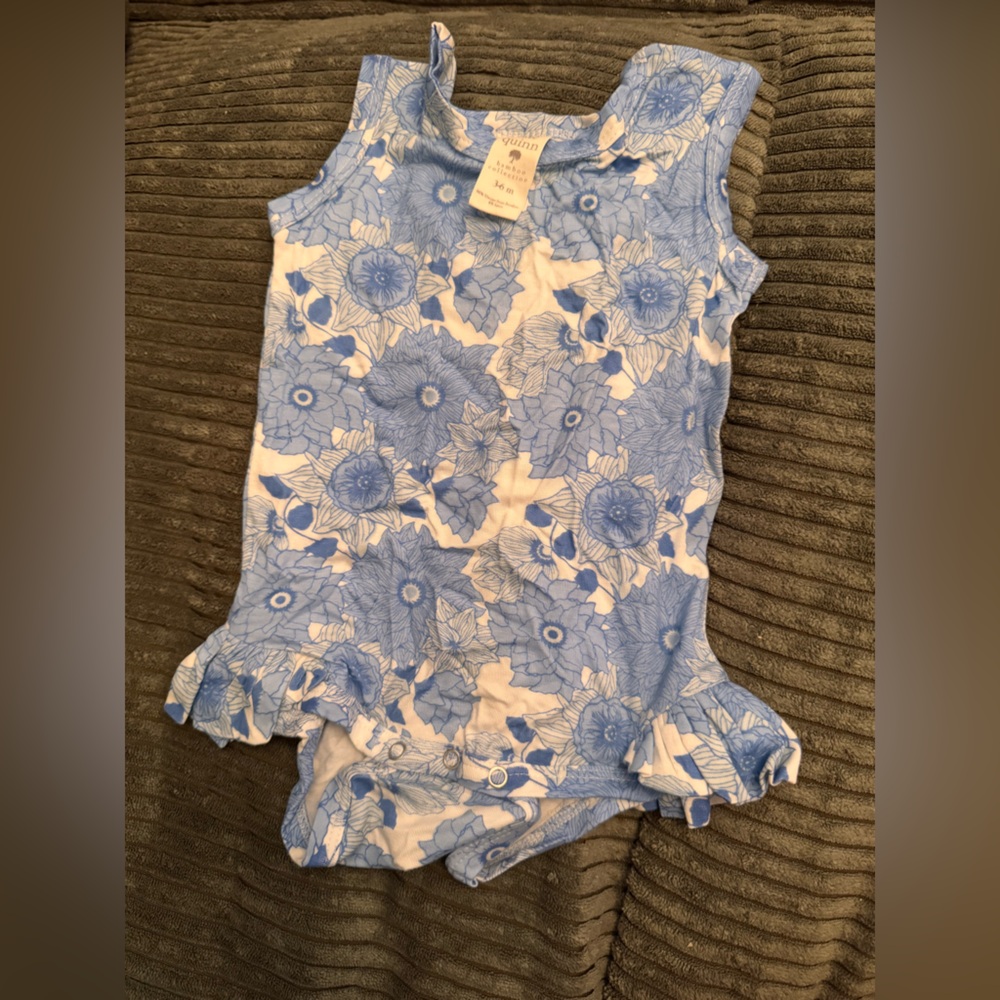 Kate Quinn Blue Floral Baby Romper